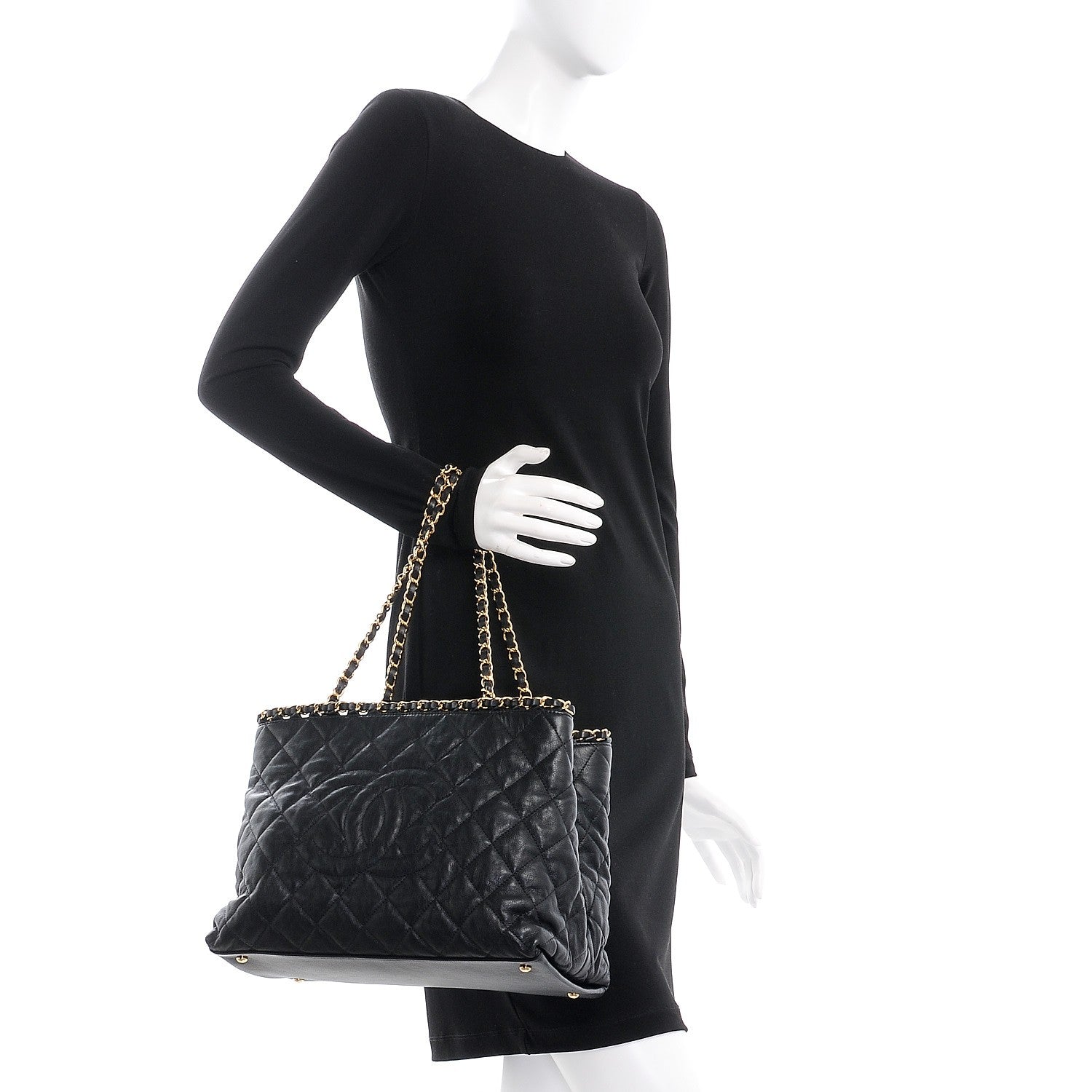 Chanel Calfskin Quilted Small Chain Me Tote Black 2 of 8