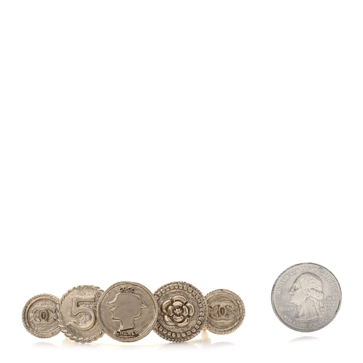 Chanel Medallion Coco Hair Clip Barrette Gold 2 of 5