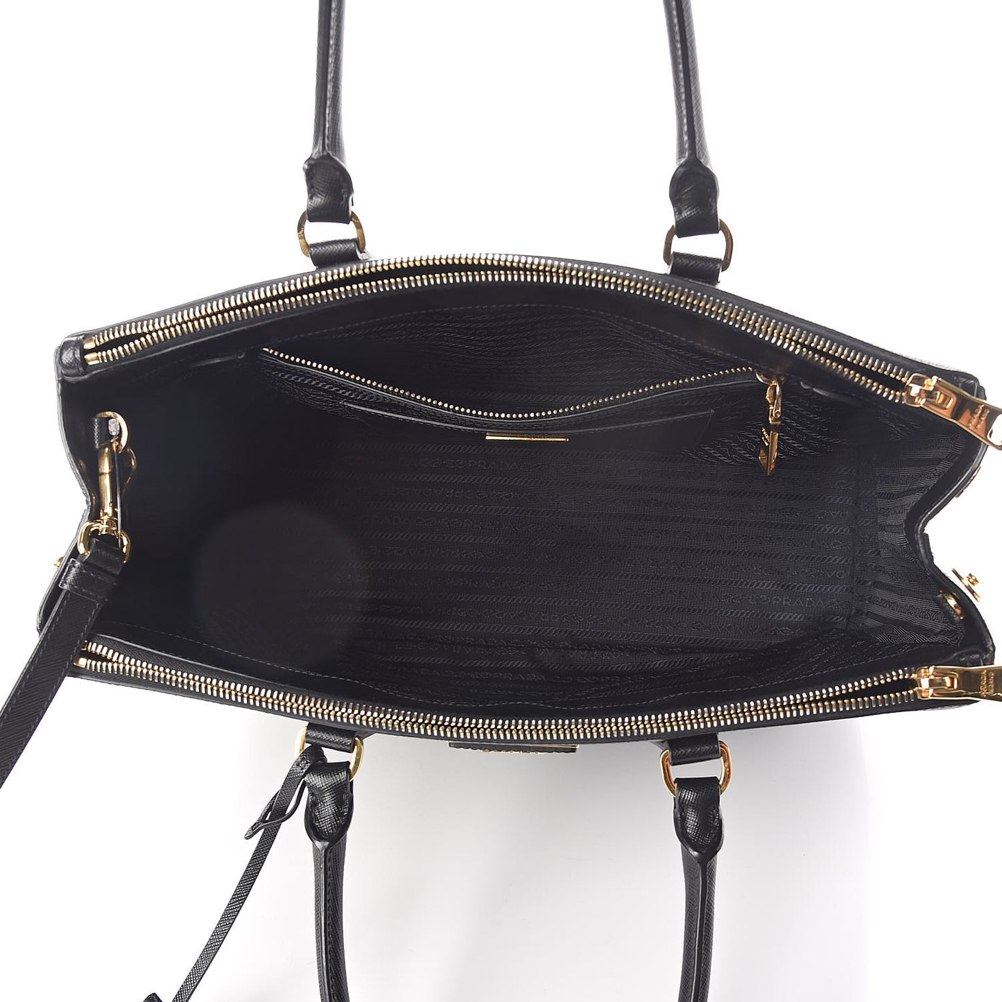 Saffiano Large Galleria Double Zip Tote Black