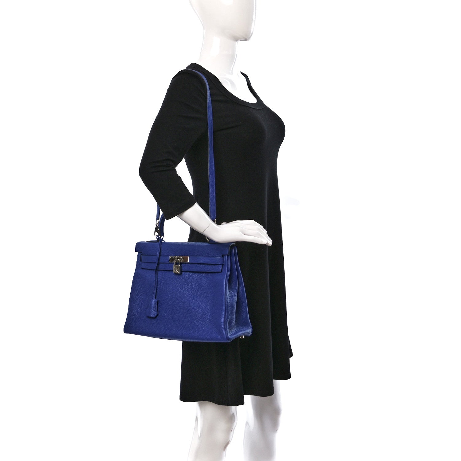 Hermes Taurillon Clemence Kelly Retourne 32 Bleu Electrique 2 of 9