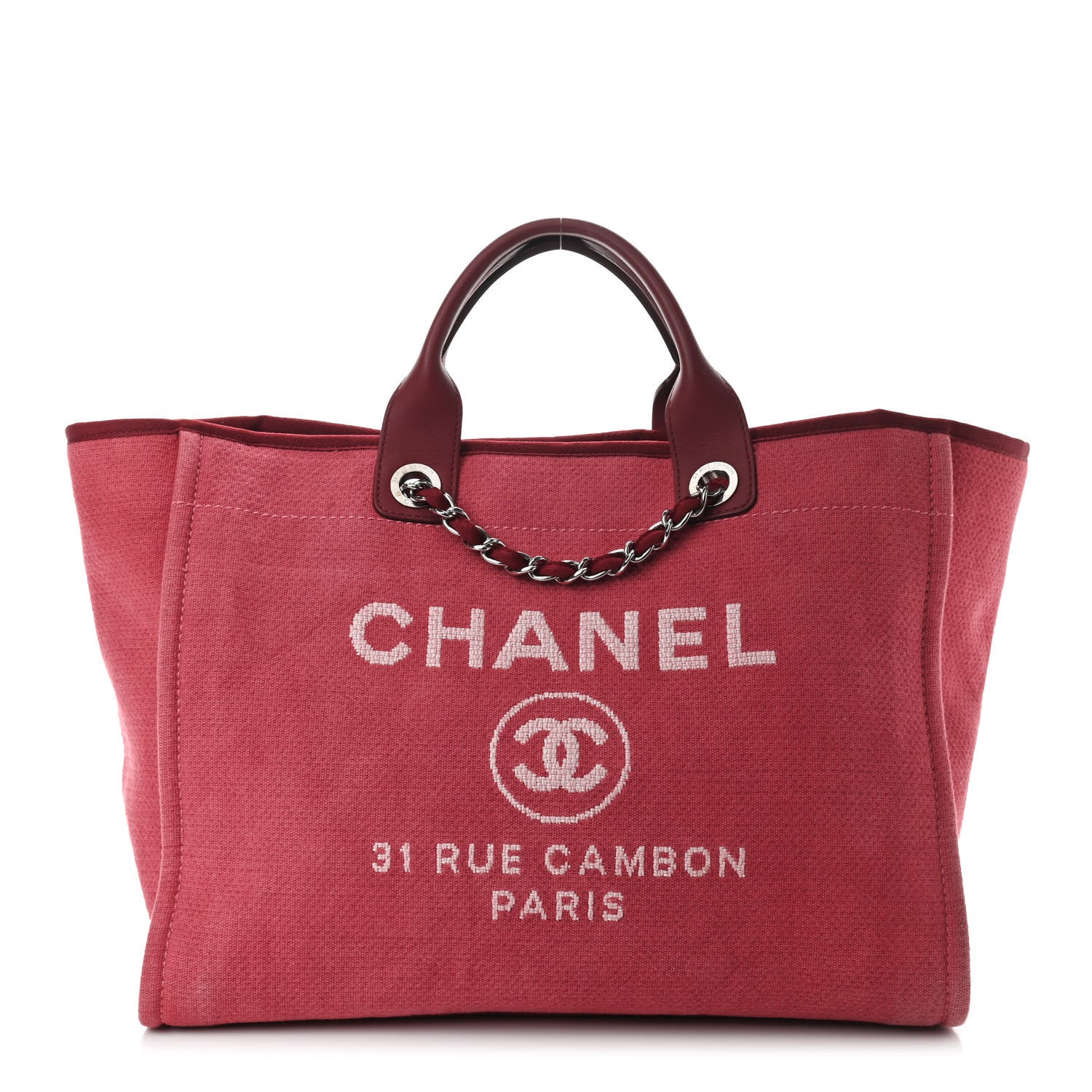 Chanel Canvas Medium Deauville Tote Red 1 of 10