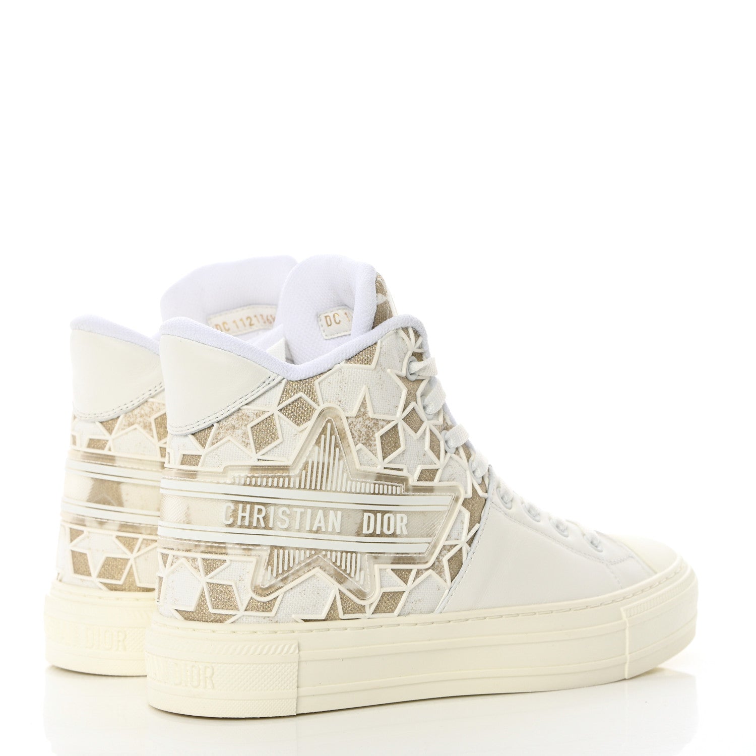 Christian Dior Canvas Embroidered Womens Walk'n' Dior Star High Top Sneakers 36.5 White Gold 7 of 18