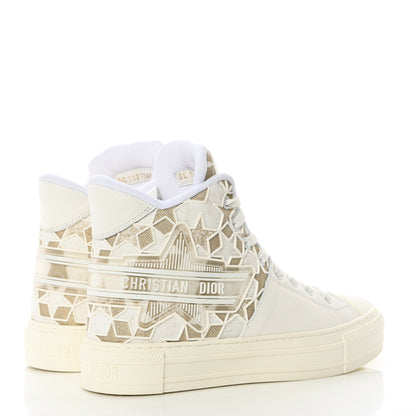 Christian Dior Canvas Embroidered Womens Walk'n' Dior Star High Top Sneakers 36.5 White Gold 7 of 18