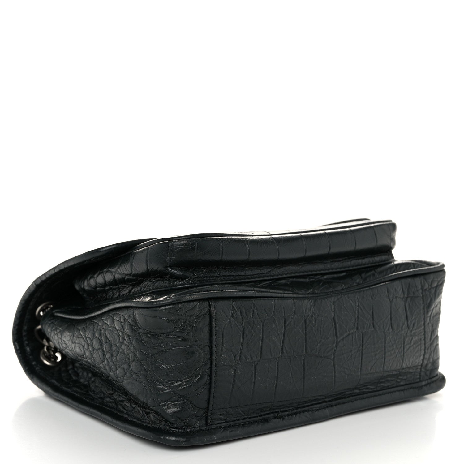 Saint Laurent Calfskin Crocodile Embossed Matelasse Monogram Baby Niki Chain Satchel Algea 4 of 10