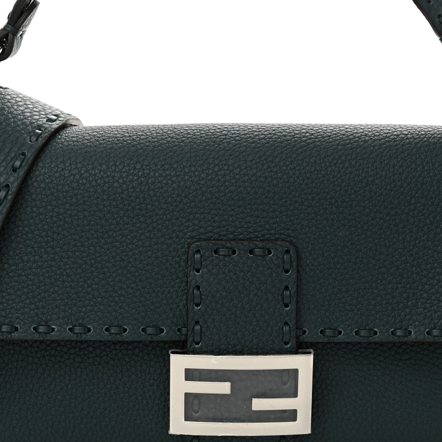Fendi Cuoio Roma Sellerissima Nappa Sintetica Tape Stitch Baguette Amazzonia 7 of 9