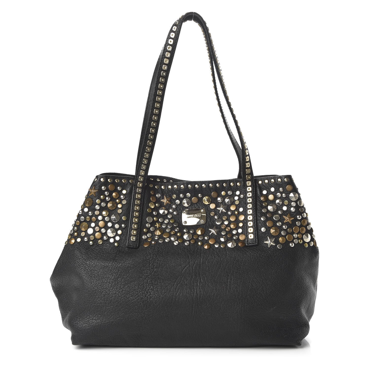 Jimmy Choo Grainy Calfskin Star Studded Tote Black 1 of 9
