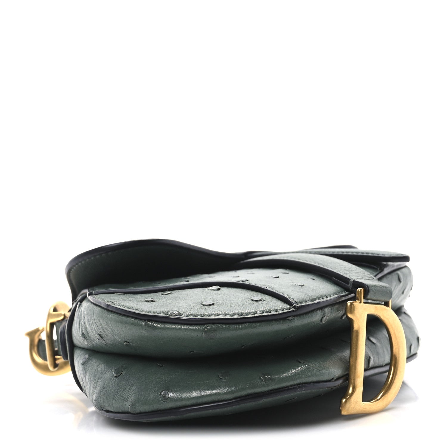 Christian Dior Ostrich Mini Saddle Bag Green 4 of 9