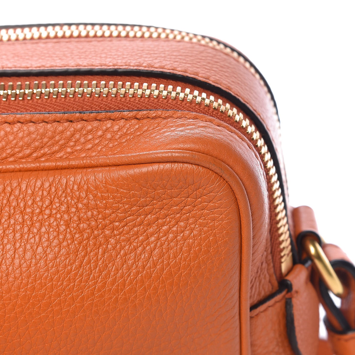 Vitello Daino Medium Double Zip Shoulder Bag Papaya