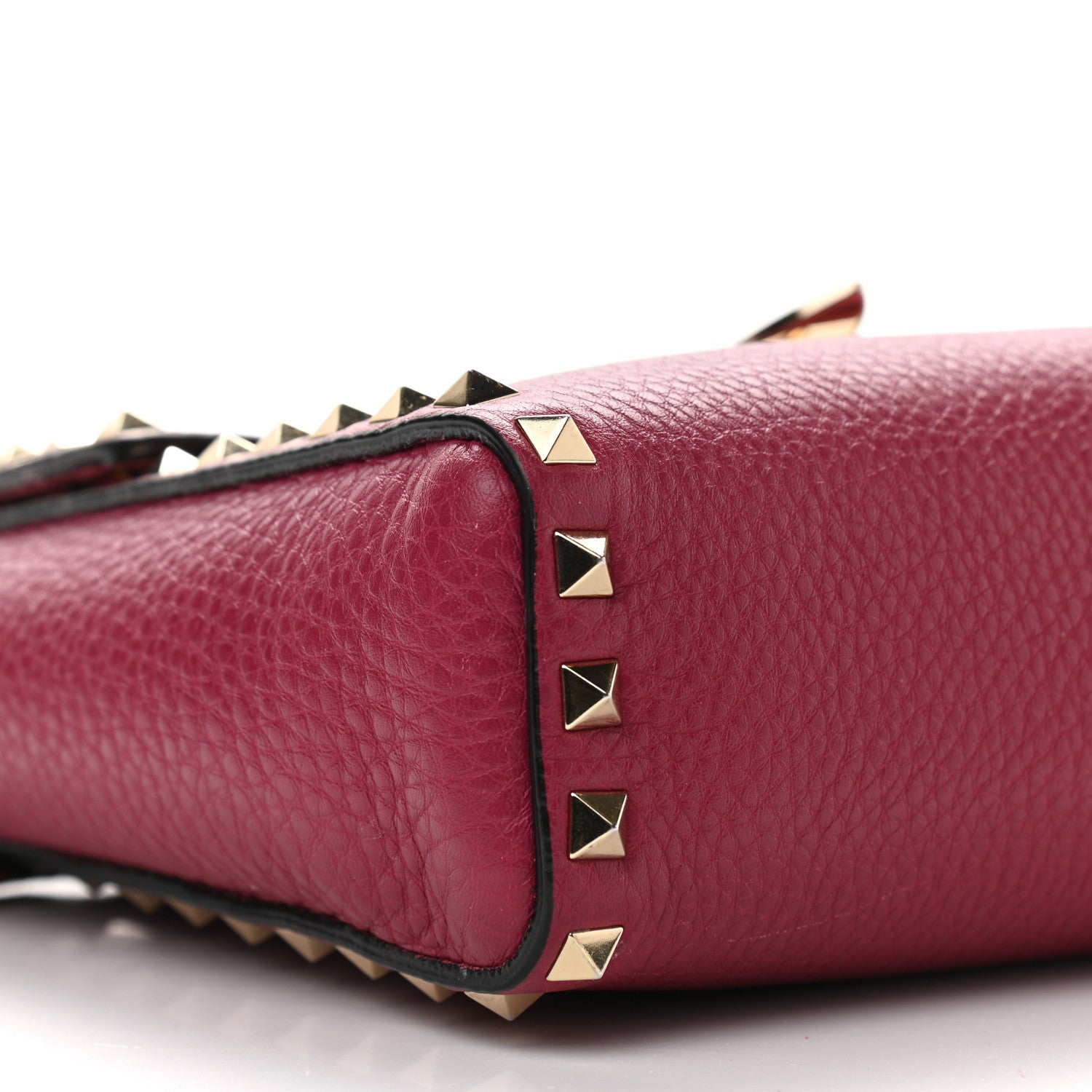 Valentino Garavani Pebbled Calfskin Rockstud Flip Lock Flap Messenger Raspberry 8 of 11