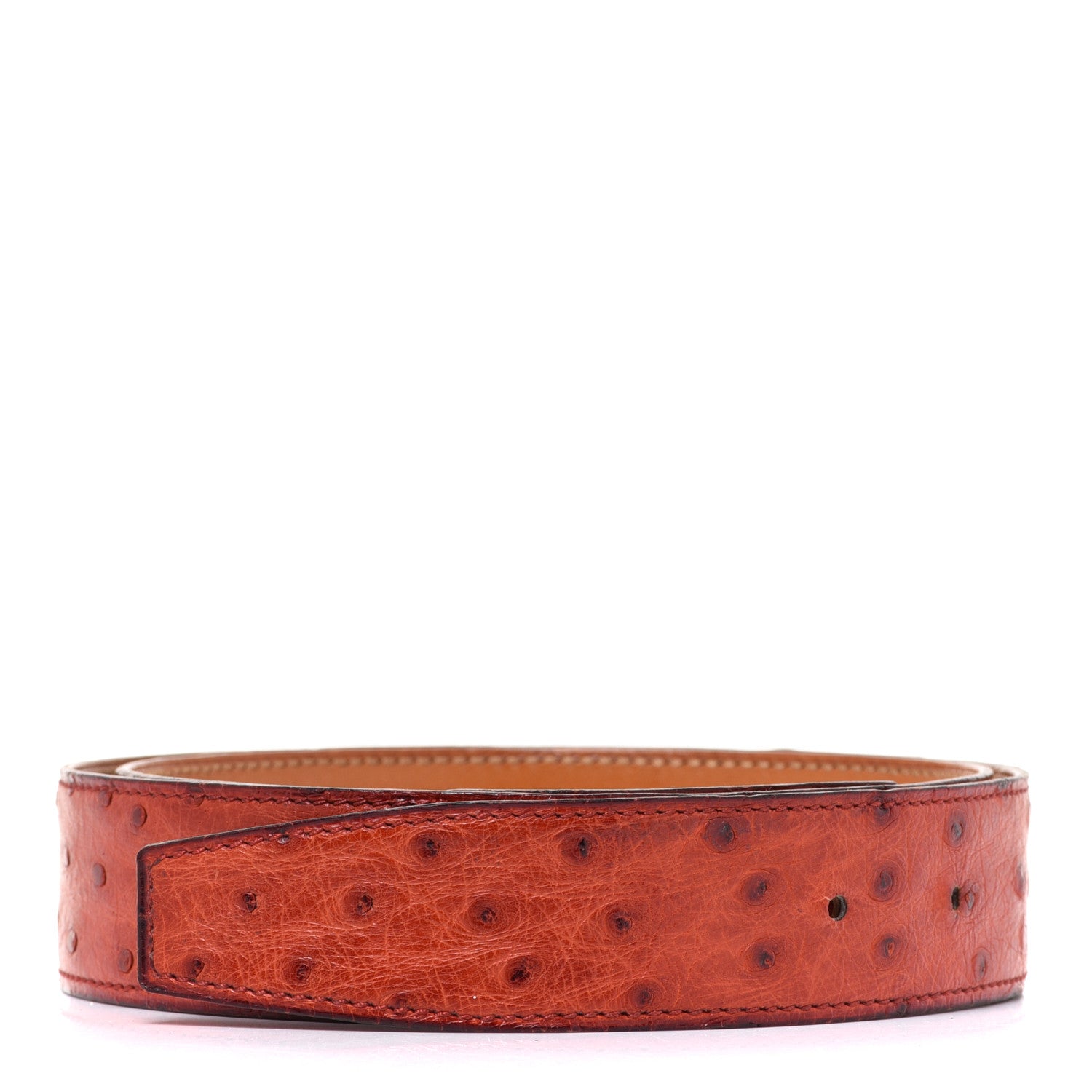 Hermes Ostrich 32mm Belt Strap 75 Brique 1 of 6