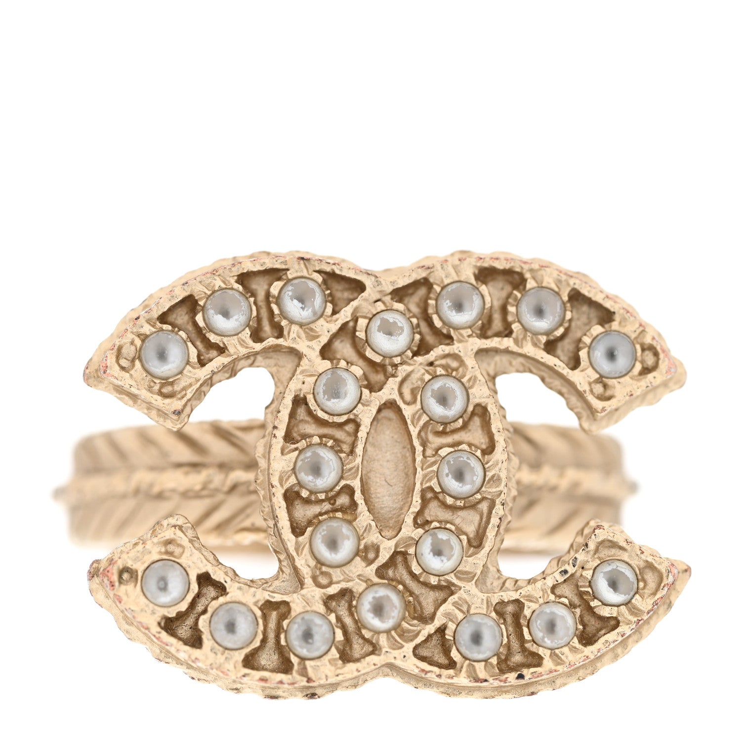 Chanel Pearl CC Ring 51/5.75 Gold 2 of 8