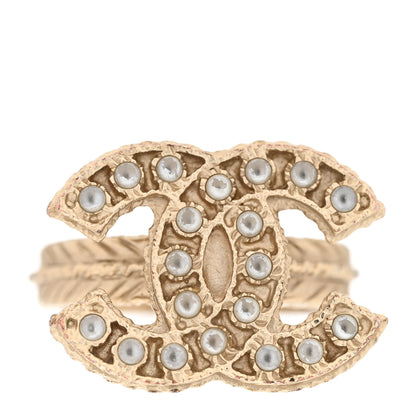 Chanel Pearl CC Ring 51/5.75 Gold 2 of 8