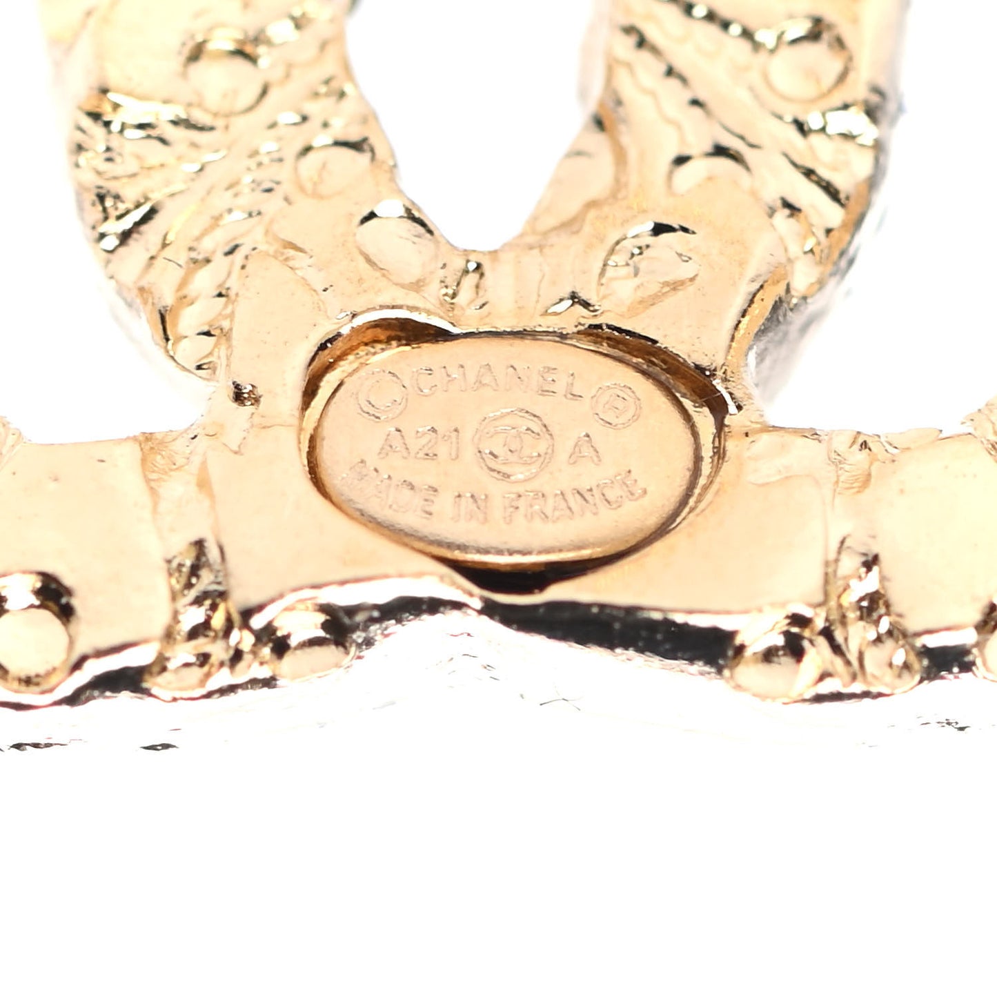 Metal Textured CC Earrings Gold