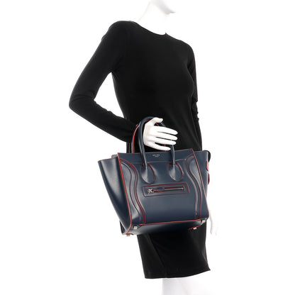 Celine Satin Debossed Calfskin Micro Luggage Navy Blue 2 of 9