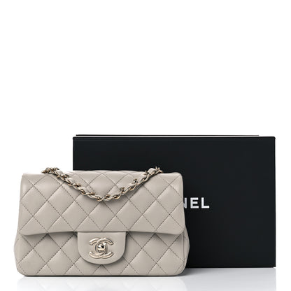 Chanel Lambskin Quilted Mini Rectangular Flap Grey 10 of 10