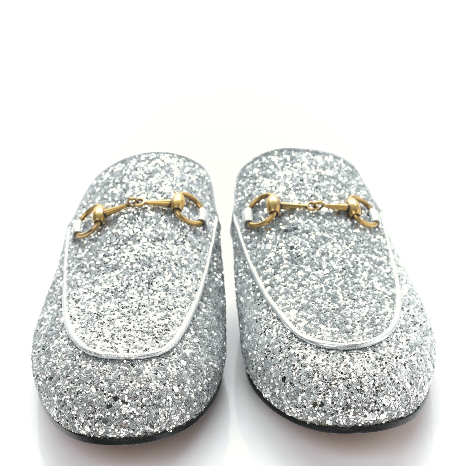 Gucci Glitter Womens Princetown Slippers 39 Silver 2 of 9