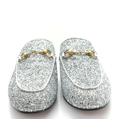 Gucci Glitter Womens Princetown Slippers 39 Silver 2 of 9