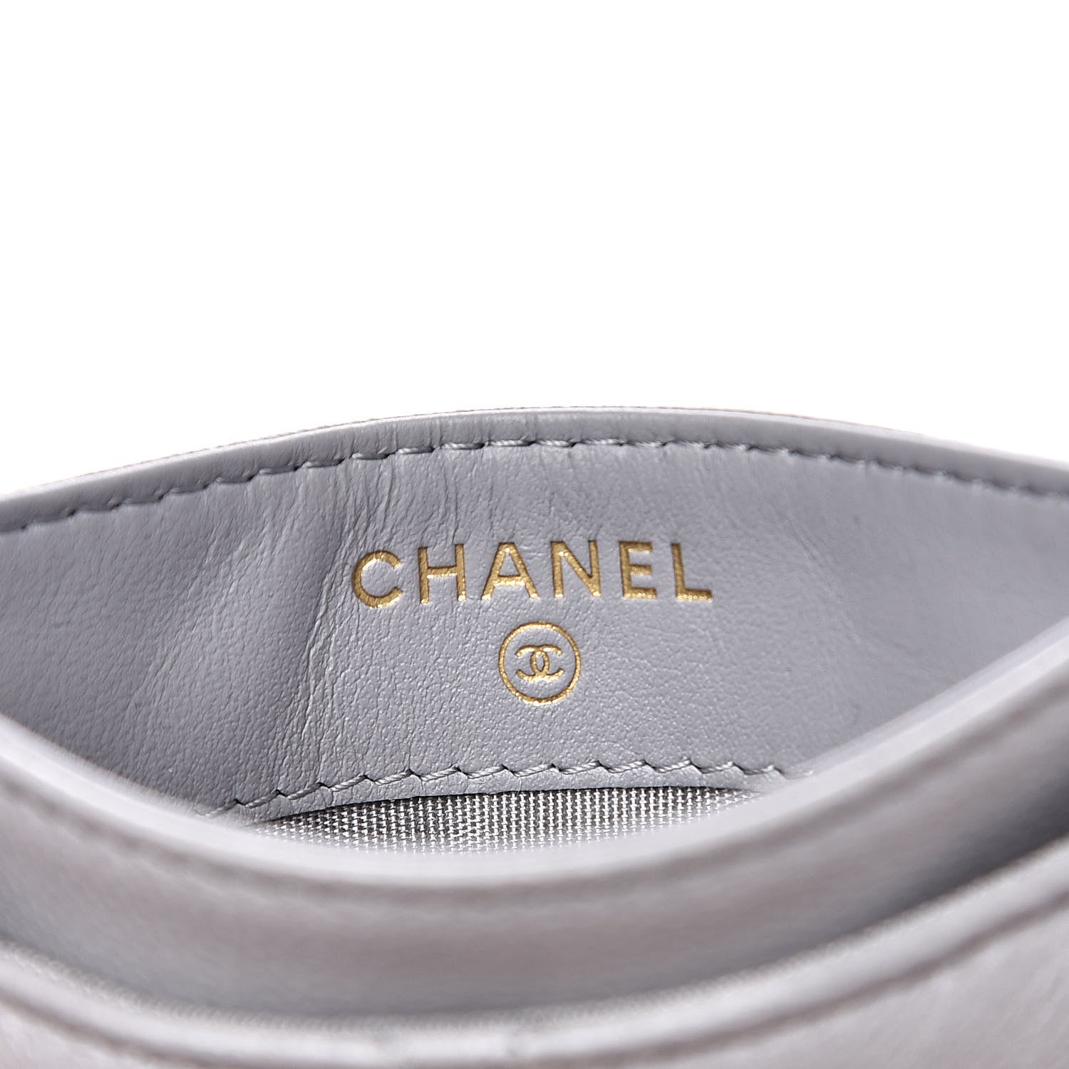 Chanel Shiny Goatskin Quilted 19 Card Holder Grey 6 of 10