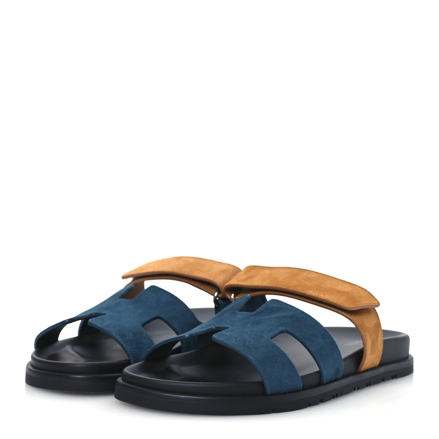 Hermes Suede Goatskin Womens Chypre Sandals 39 Vert Mousse Naturel 3 of 11
