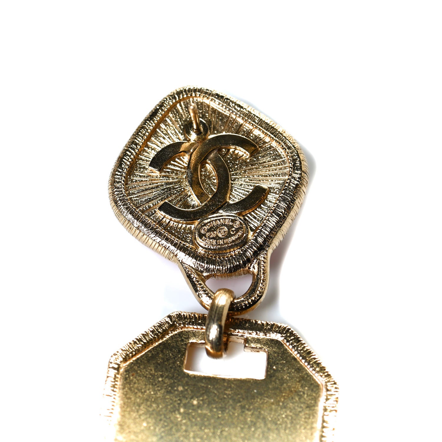 Chanel CC Tags Drop Earrings Gold Pink 4 of 4