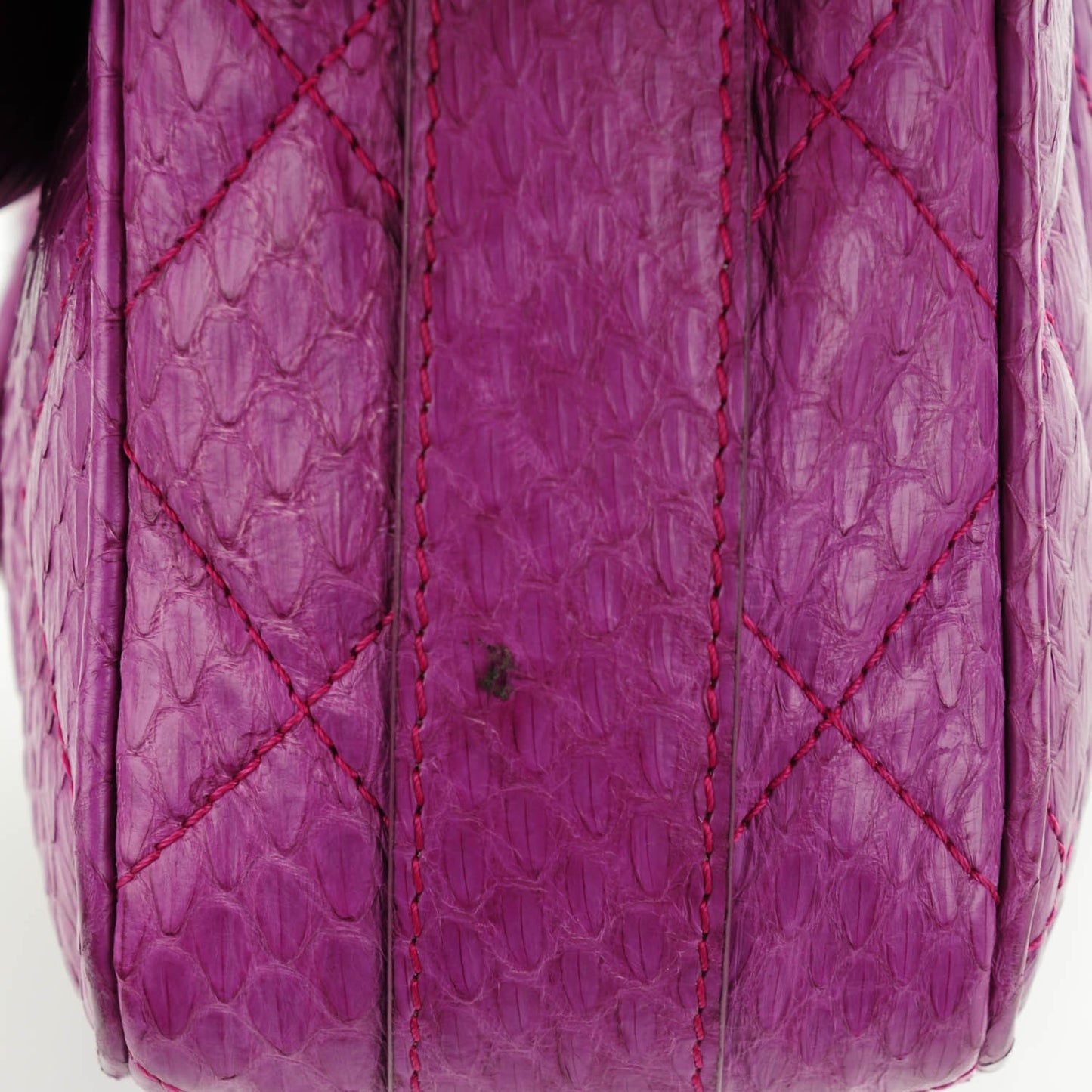 Elaphe Snakeskin Quilted Medium Easy Carry Flap Purple