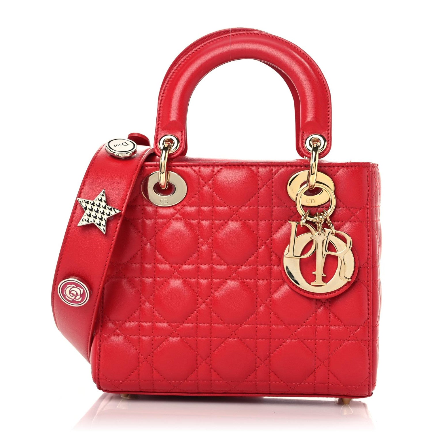 Christian Dior Lambskin Cannage Small Lucky Badges Lady Dior Red 1 of 9