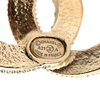 Chanel Pearl Crystal CC Stud Earrings Gold 4 of 5