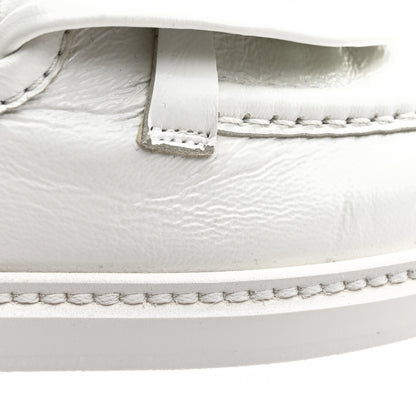 Chanel Shiny Lambskin Quilted CC Turnlock Loafers 37 White 9 of 10