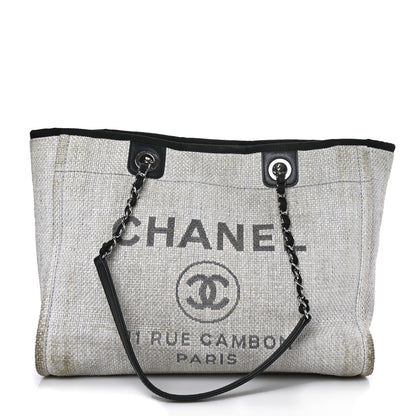 Chanel Woven Straw Raffia Small Deauville Tote Grey 1 of 12