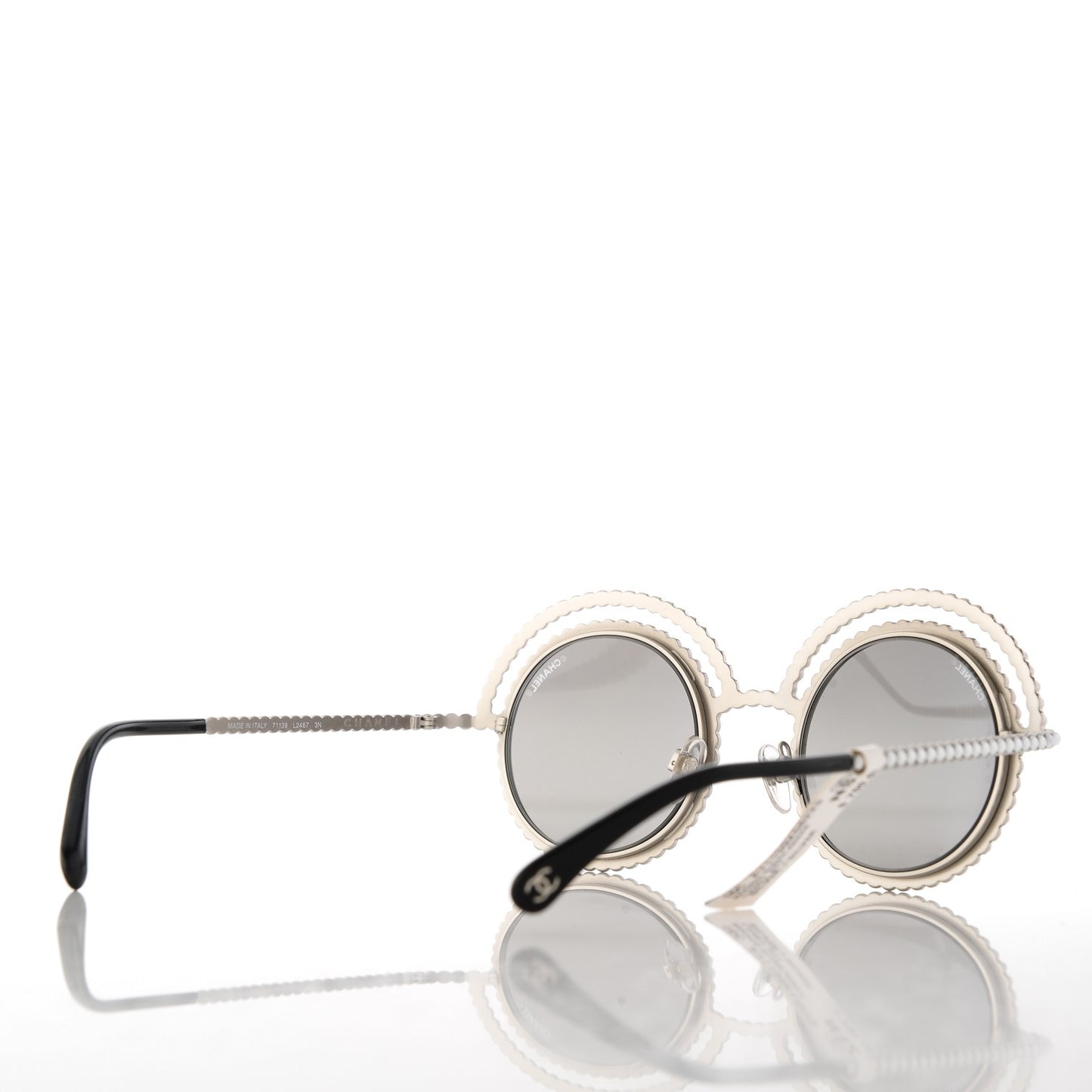 Pearl Round Sunglasses 71139 Silver