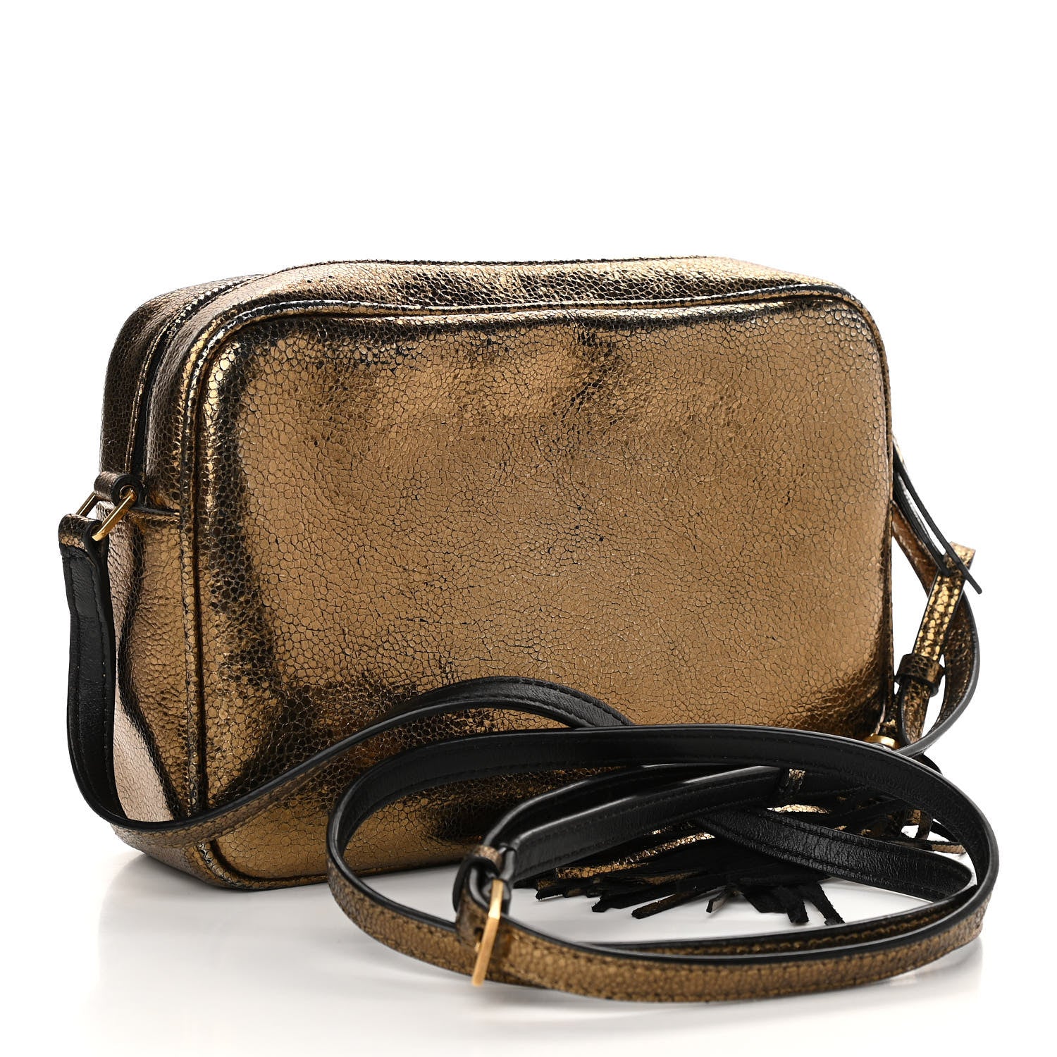 Saint Laurent Calfskin Lame Monogram Small Lou Camera Bag Gold Olive 3 of 15