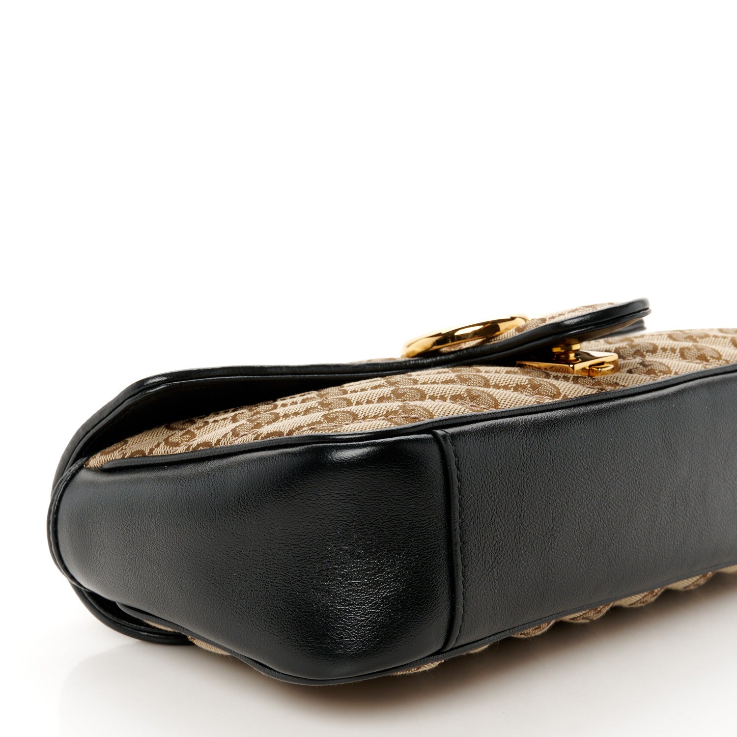 Gucci Monogram Matelasse Diagonal Small GG Marmont Shoulder Bag Beige Black 10 of 11