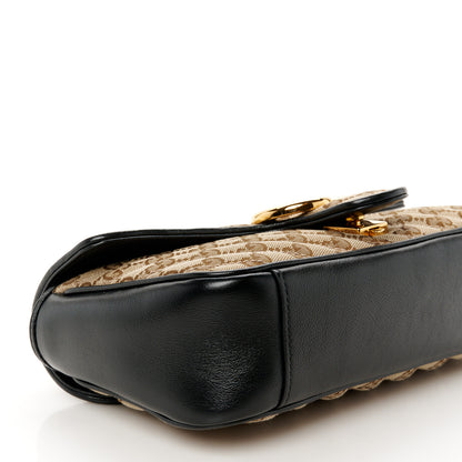 Gucci Monogram Matelasse Diagonal Small GG Marmont Shoulder Bag Beige Black 10 of 11