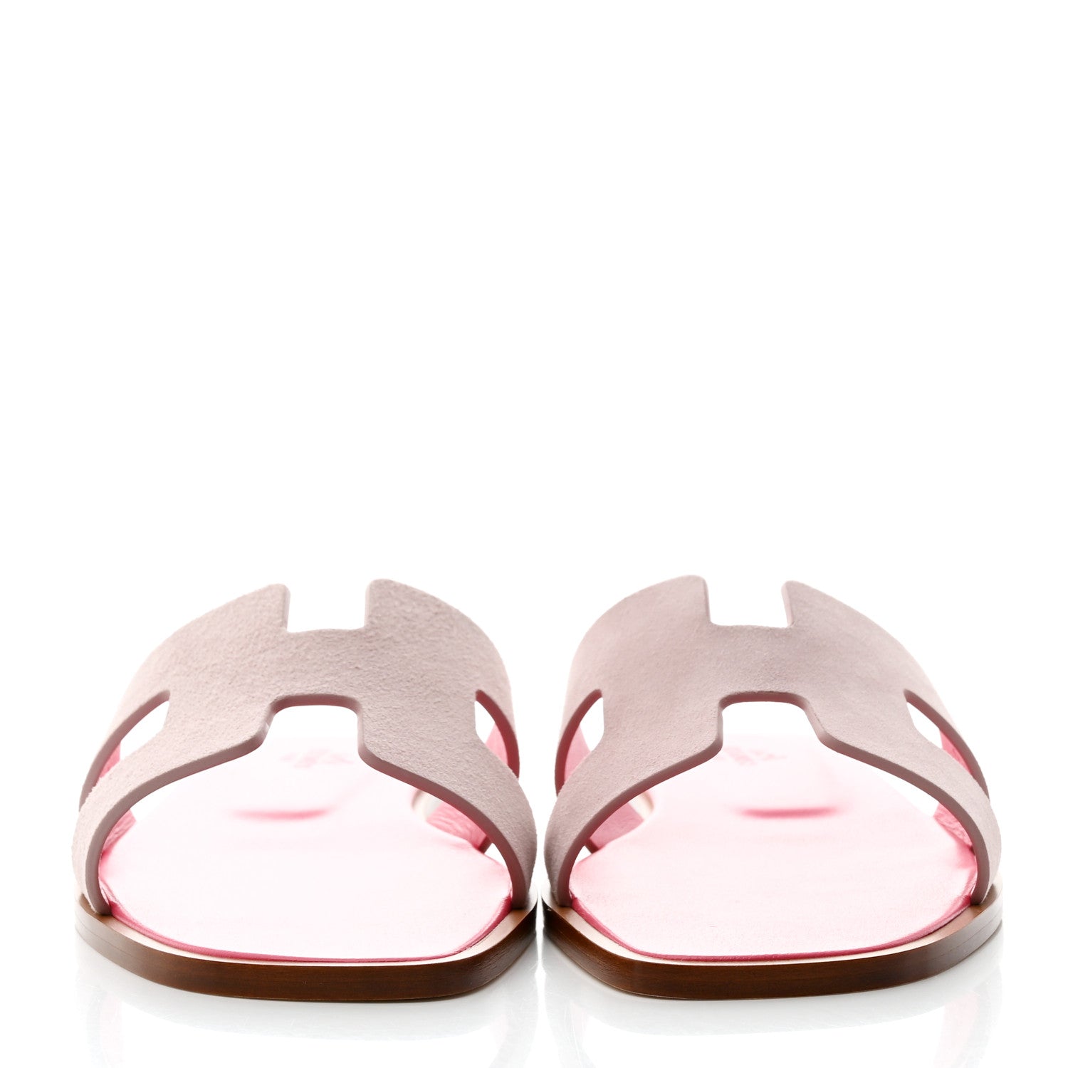 Hermes Suede Goatskin Oran Sandals 37 Rose Porcelaine 2 of 9
