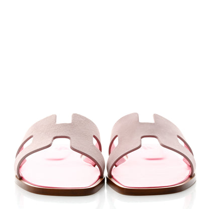 Hermes Suede Goatskin Oran Sandals 37 Rose Porcelaine 2 of 9
