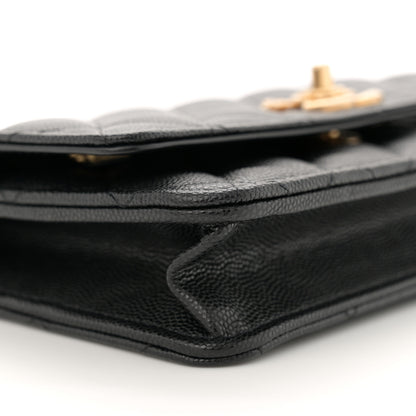 Chanel Caviar Quilted Camellia Wallet On Chain WOC Black 9 of 11