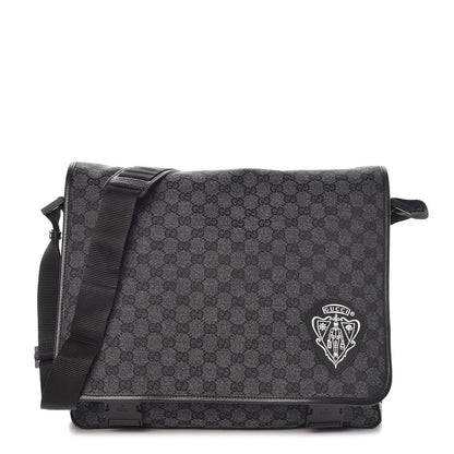 Gucci Denim Monogram Hysteria Double Buckle Flap Messenger Bag 1 of 10