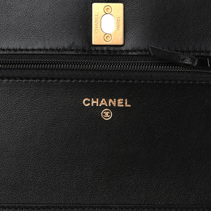 Chanel Lambskin Quilted CC Pearl Crush Wallet on Chain WOC Black 6 of 10