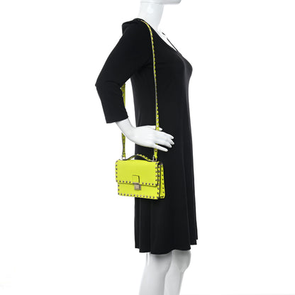 Valentino Garavani Calfskin Rockstud Top Handle Crossbody Bag Yellow Fluo 2 of 8