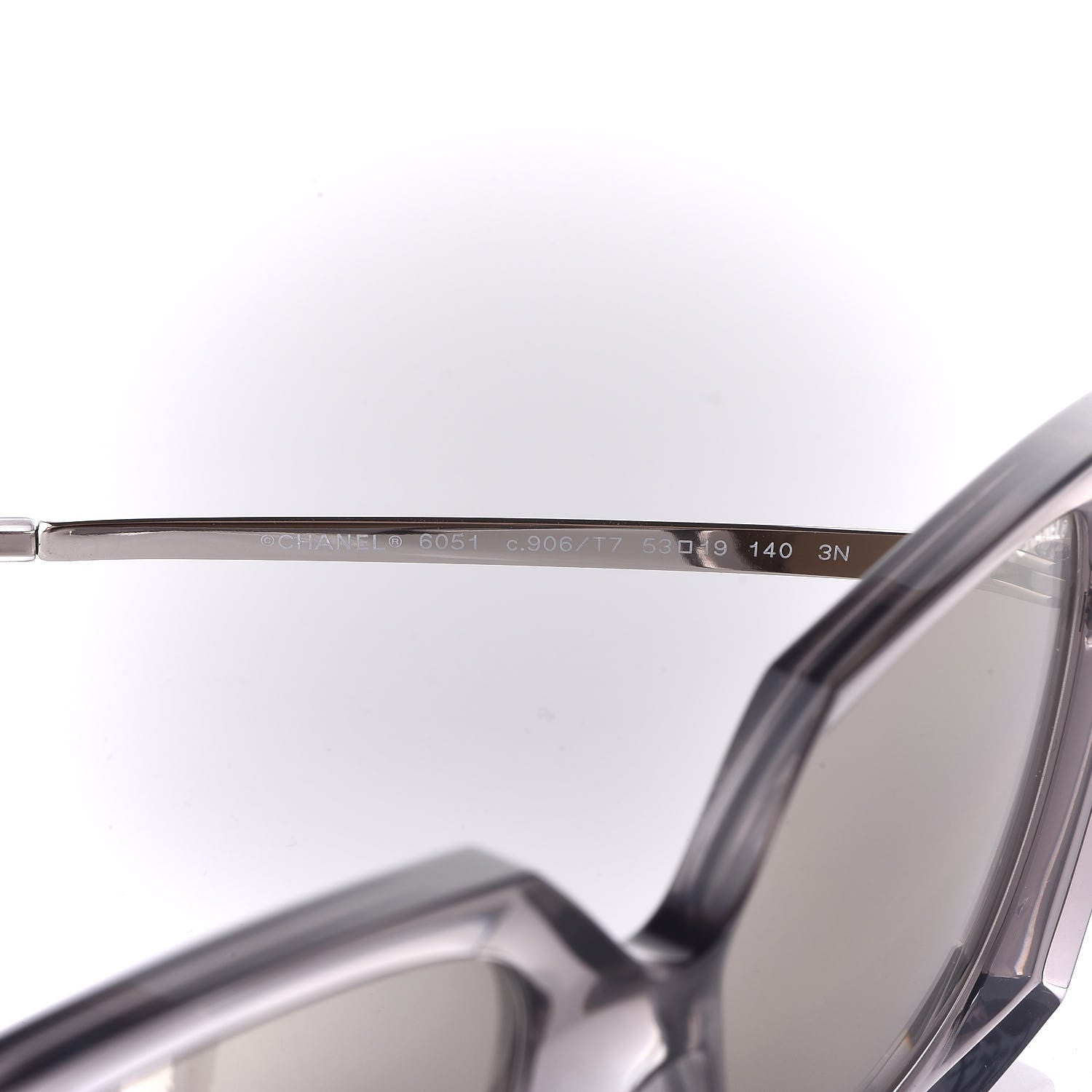 Chanel 18K White Gold Mirror Square Sunglasses 6051 Gray 6 of 9