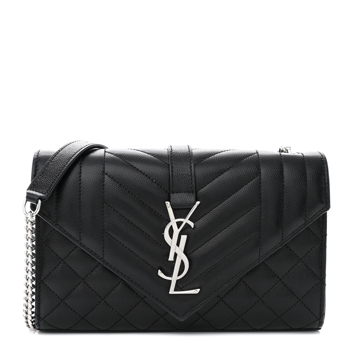 Grain De Poudre Textured Mixed Matelasse Triquilt Small Monogram Satchel Black