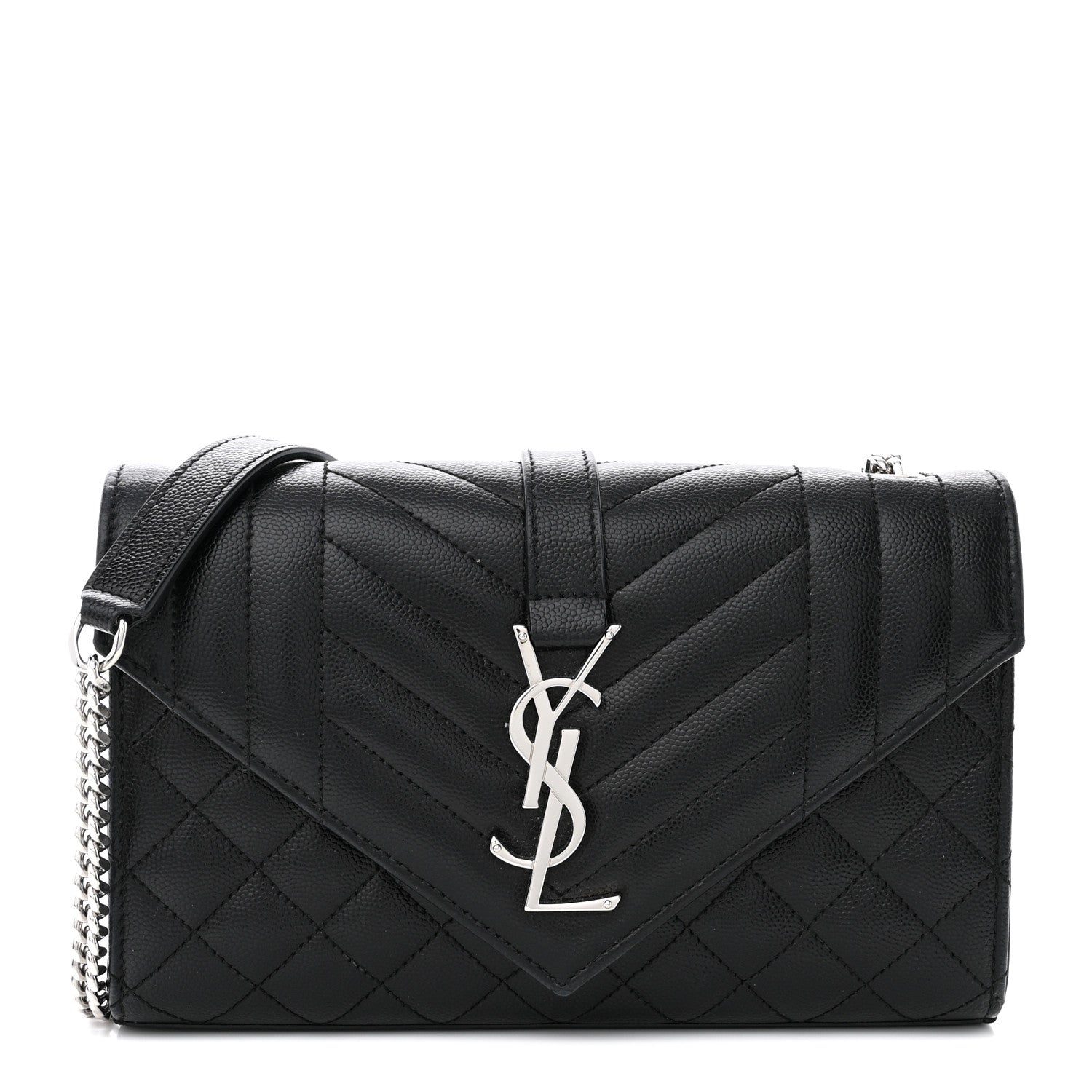 Saint Laurent Grain De Poudre Textured Mixed Matelasse Triquilt Small Monogram Satchel Black 1 of 9