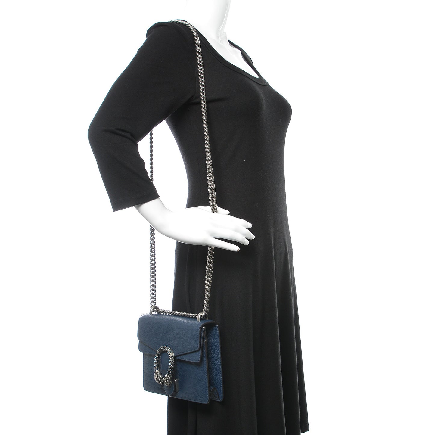 Dollar Calfskin Crystal Mini Dionysus Shoulder Bag Blue Agata Montana Sapphire
