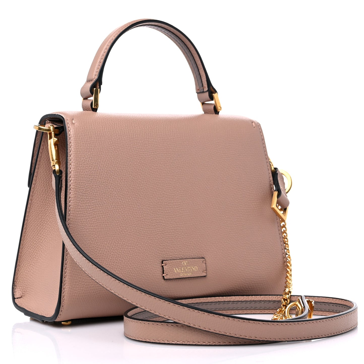 Grainy Calfskin Small VSling Top Handle Bag Poudre