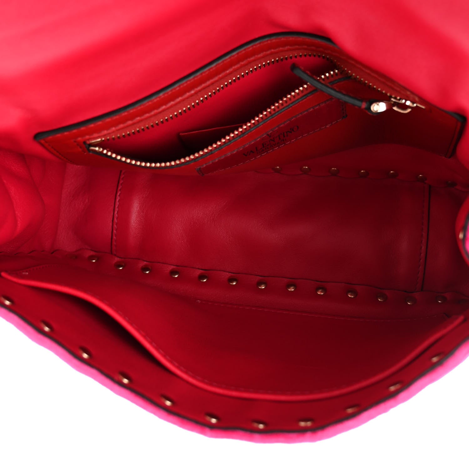 Valentino Garavani Velvet Medium Rockstud Spike Shoulder Bag Disco Pink 5 of 12