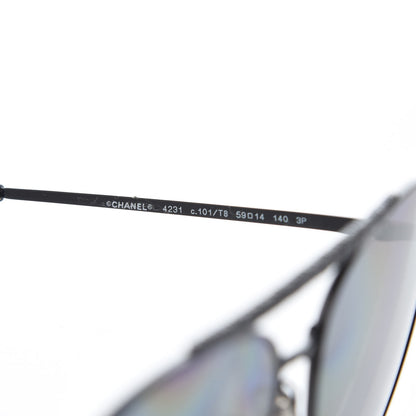 Chanel Aviator Metallic Pilot Sunglasses 4231 Black 6 of 8