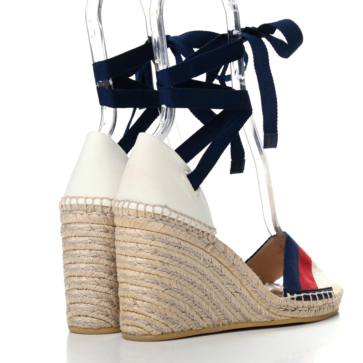 Canvas Sylvie Web Ankle Wrap Espadrille Wedge Sandals 36 Mystic White Hibiscus Red Maritime