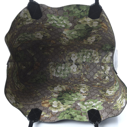 Gucci GG Supreme Monogram Blooms Medium Reversible Tote Beige New Military Black 13 of 17