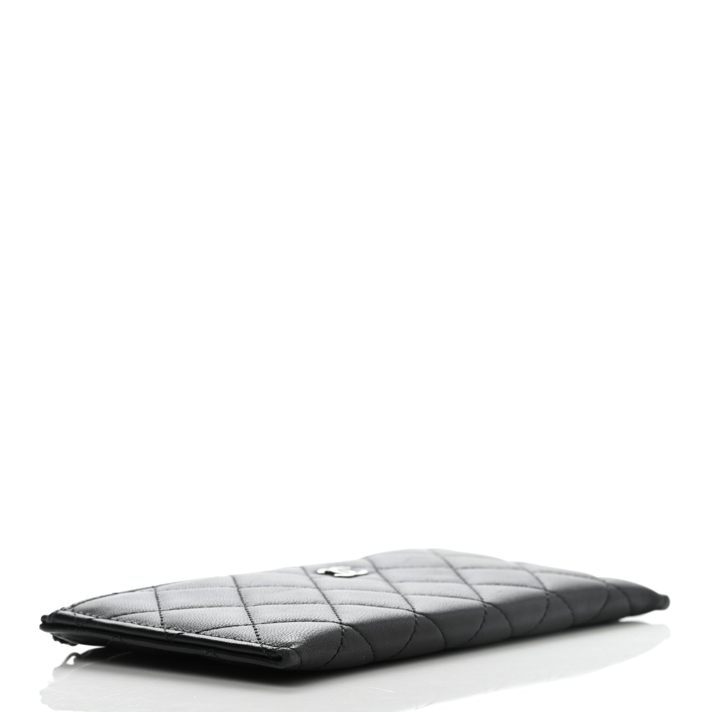Lambskin Quilted Classic Zip Pouch Black