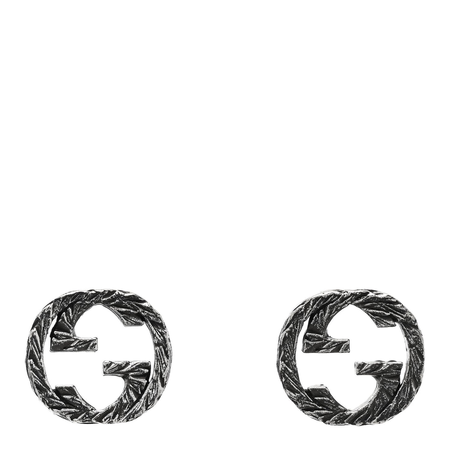 Sterling Silver Textured Interlocking G Stud Earrings
